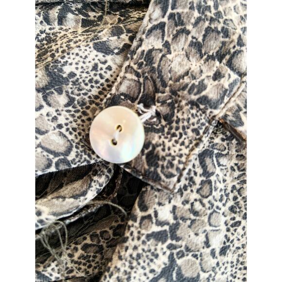 Silx A Line Midi Skirt Snakeskin Print Brown 100% Silk Size S Small Casual - Picture 3 of 4